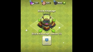 Upgrade Of Elixir Storage Level 16 To Max | COC #shorts