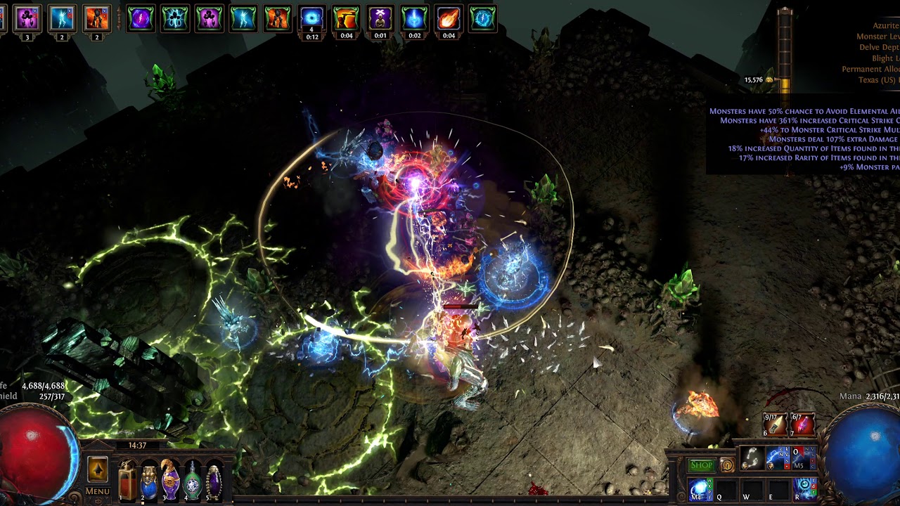 Path of Exile [3.8] Kurgal, the Blackblooded, depth 343 (Enki's Arc witch, Elemancer variant)