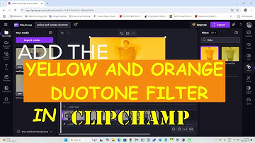 Add the yellow and orange duotone filter in Clipchamp