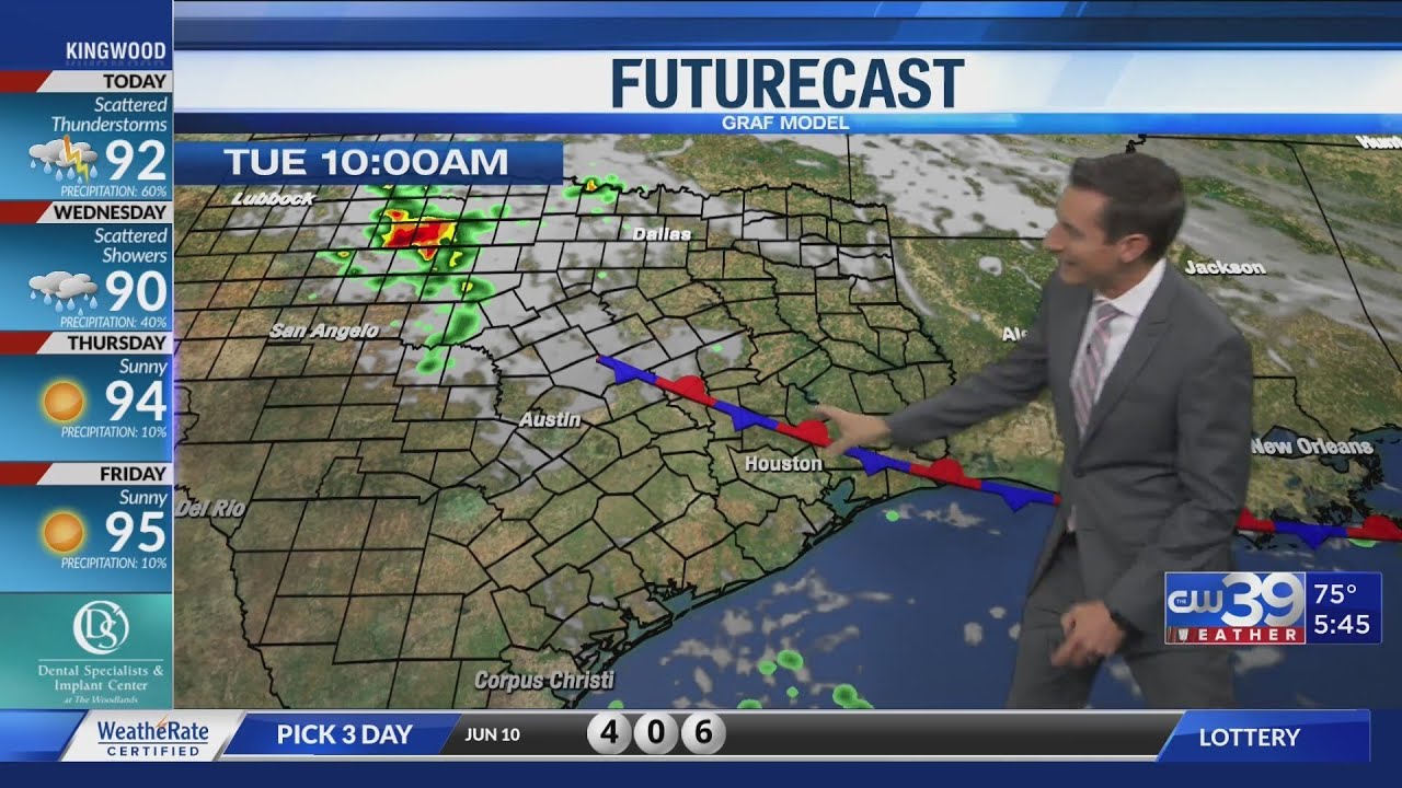 Scattered storms Tuesday afternoon and Tuesday night - YouTube
