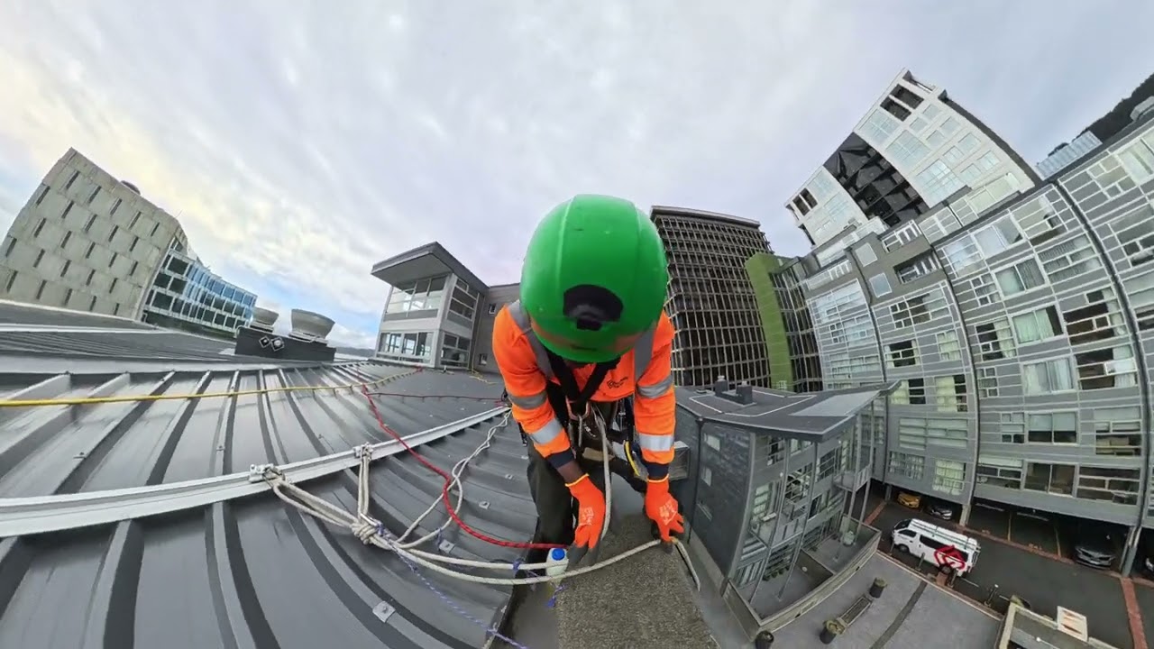Abseiling on a perfectly rig roller track anchor watch 