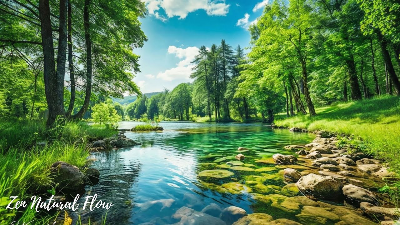 Calm Piano Music with Water Stream & Birds | Stress Relief, Study, Deep Sleep