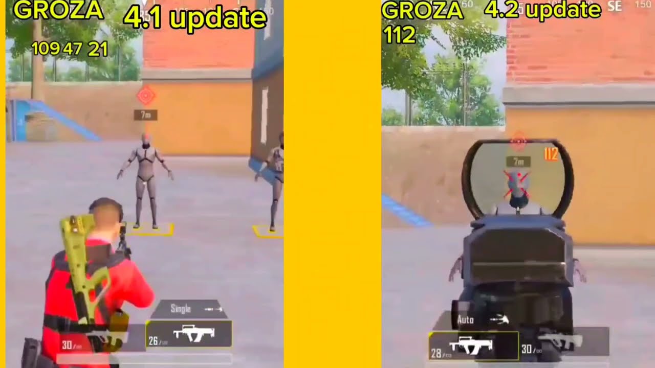 BGMI (PUBG) 4.1 UPDATE VS 4.2 UPDATE GUN DAMAGE COMPARISSON 