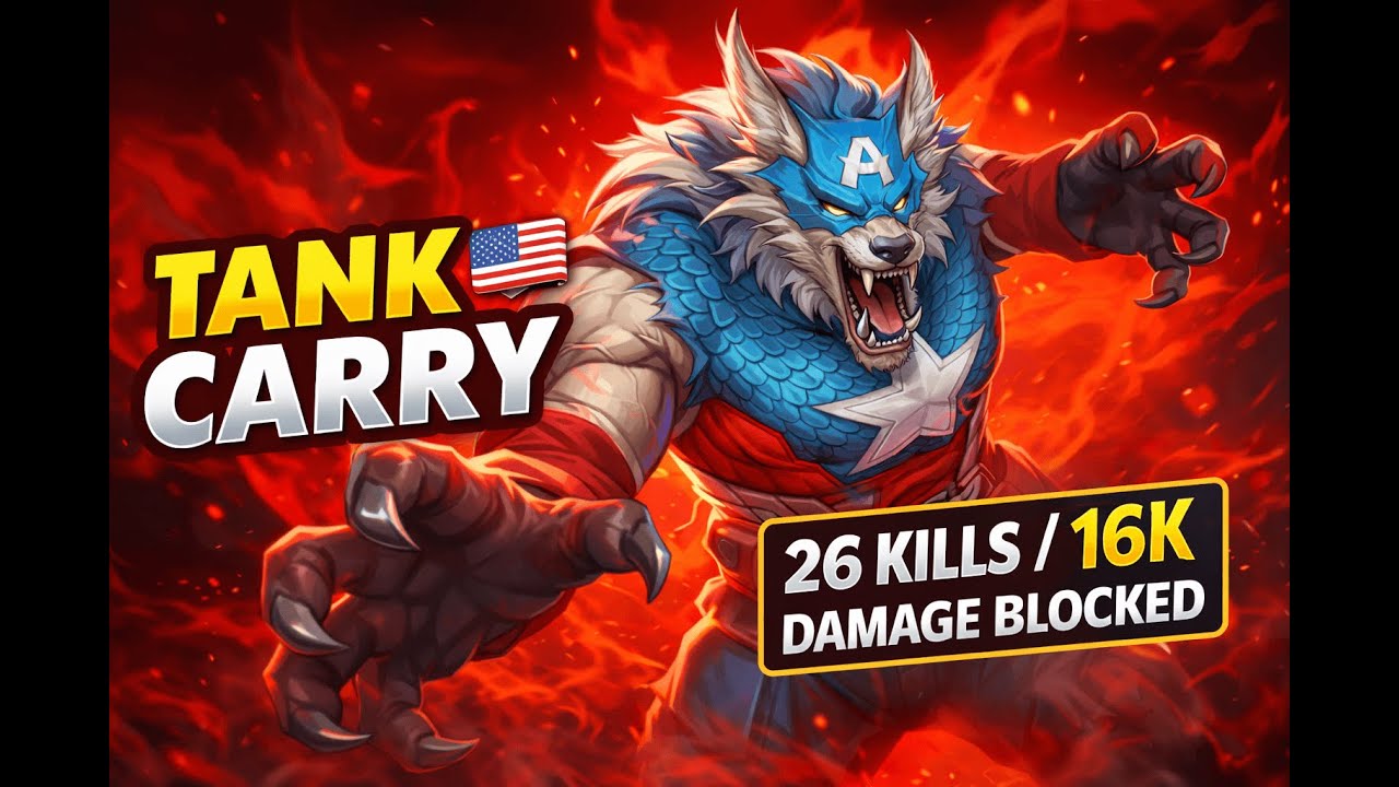 Captain America Tank Carry 🇺🇸 | 26 Kills & 16K Damage Blocked | Marvel Rivals