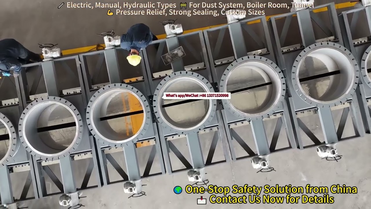 DN300 explosion isolation panel, flange mounted, for grain silo and paint area, ISO certified