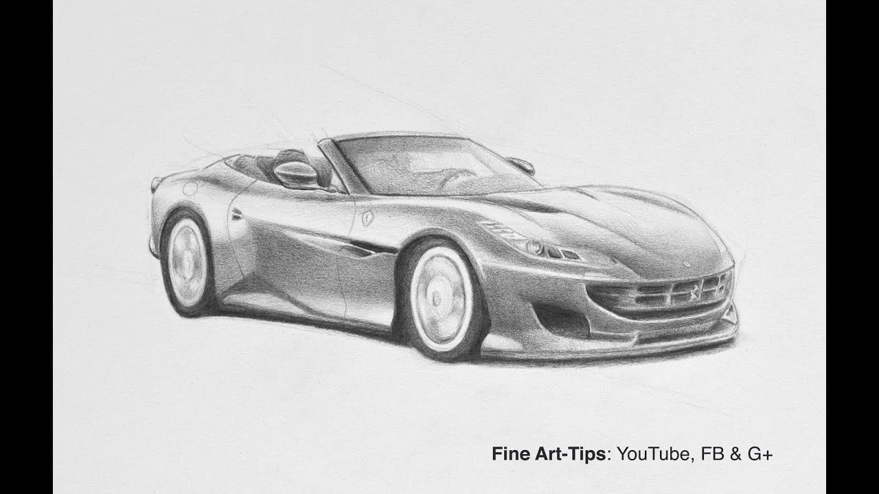 ⁣How to Draw a Ferrari Portofino - a Narrated Sketch