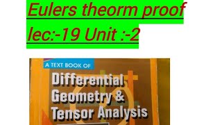 Euler's theorm in differential geometry 👍👍👍👍👍