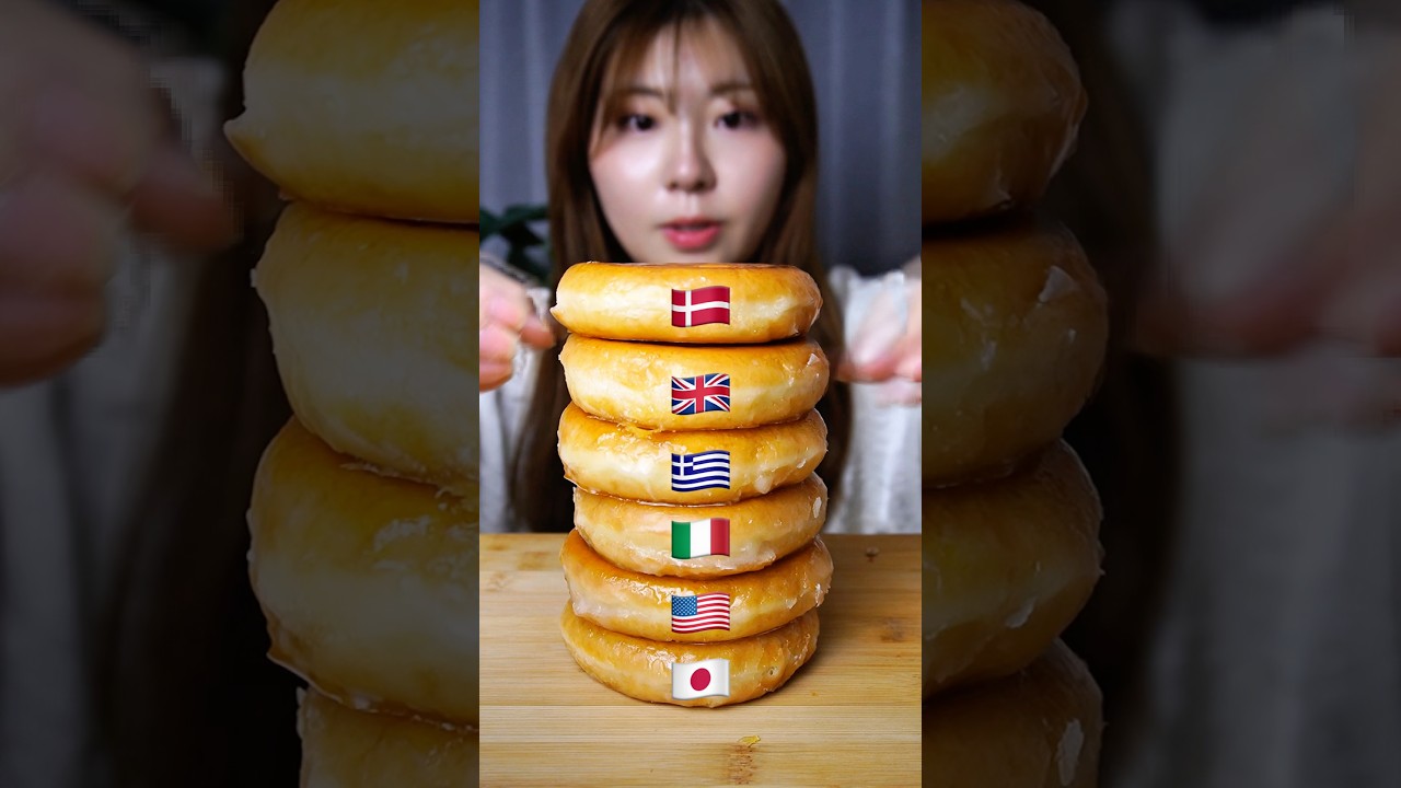 クリスピークリームドーナツを世界風アレンジして食べ比べ🍩 #asmr #mukbang #krispykremedoughnuts #アレンジレシピ #飯テロ