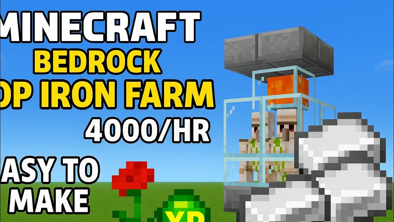 EASY Minecraft Bedrock Iron Farm – 4000+ Iron/HR + XP (Full Tutorial ...