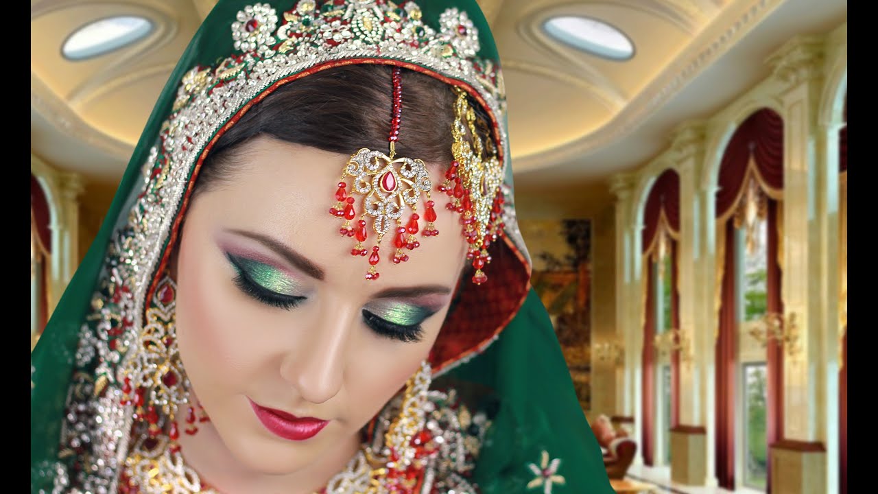 Red And Green Traditional Pakistani Indian Asian Bridal Makeup