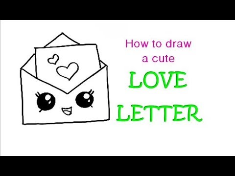 How to draw a LOVE LETTER cute & easy. ENVELOPE KAWAII drawing ...