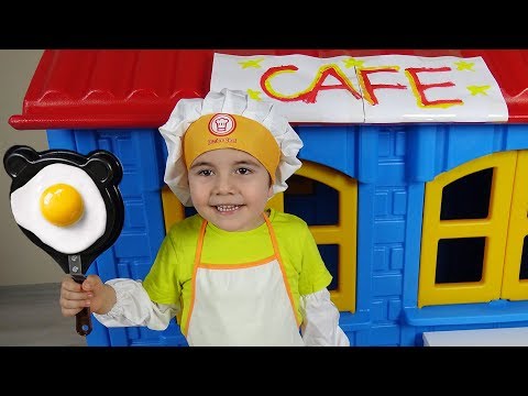 Oyuncu Yusuf pretend play with Cafe-Funny Kids Video