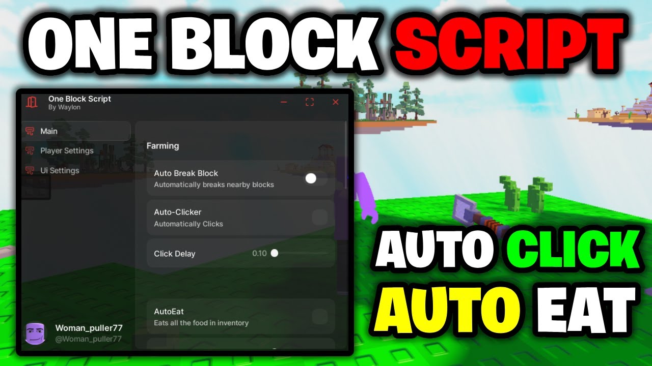 [⭐NEW] One Block Script - *Auto Click, Auto Eat, & More* ROBLOX (NO KEY!)