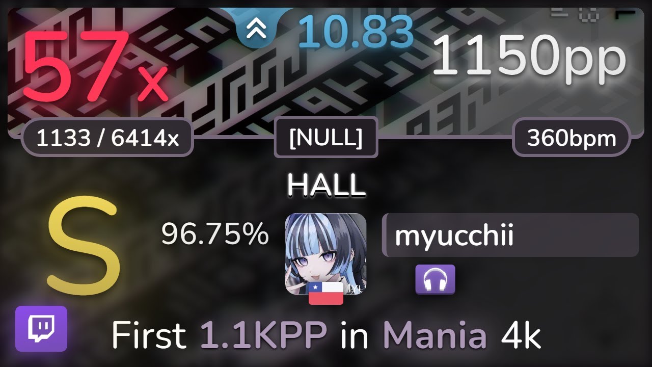[mania] 🔴 10.8⭐ myucchii | Frums - HALL [NULL] +MRNC 96.75% | 1150pp 57 ...
