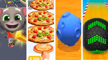 Talking Tom Gold Run vs I Want Pizza vs Sky Rolling Balls vs Going Balls  All level gameplay Android