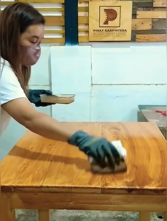 Mag varnish gamit ang sanding sealer and wood stain #shorts #woodworking #diy