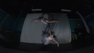 Mother and Daughter Aerialist duo Kris and Stasia performing aerial hoop at Jax Beach Aerial Arts