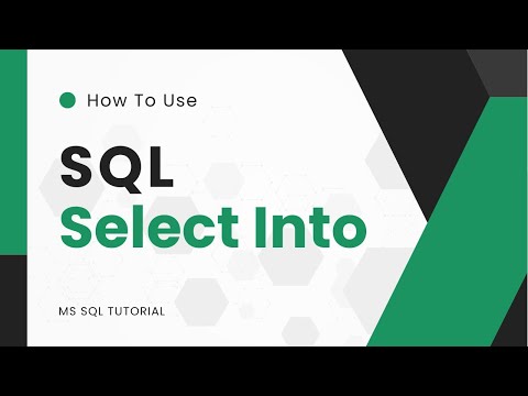 SQL SELECT INTO | MS SQL TUTORIAL | SQL