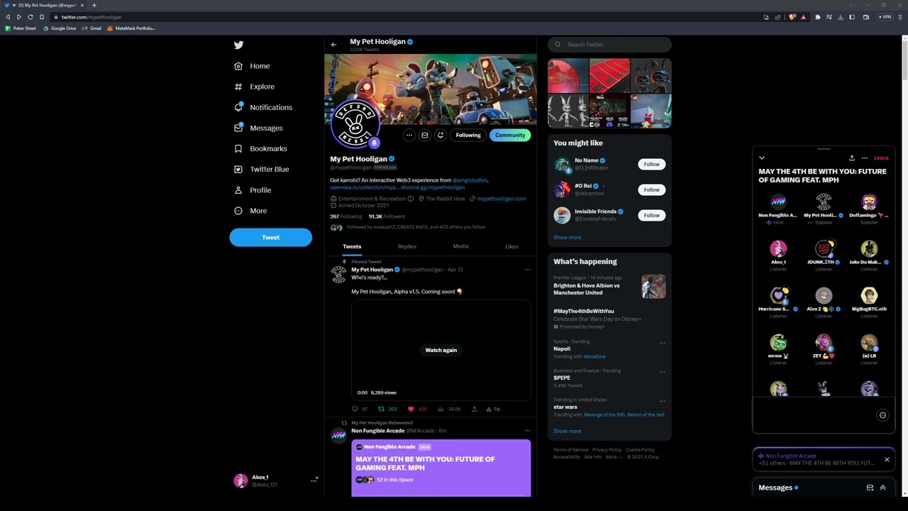 Twitter Spaces | My Pet Hooligan & Non Fungible Arcade