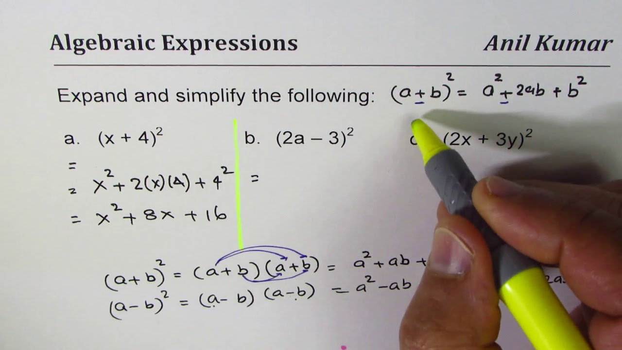 Expand And Simplify Binomial Squares 2x 3y 2 Youtube