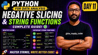 👉 Negative Slicing &amp; String Functions 🔥 | Python Step-by-Step (Day 11)