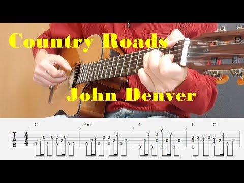 Country Roads - John Denver - Fingerstyle guitar with tabs