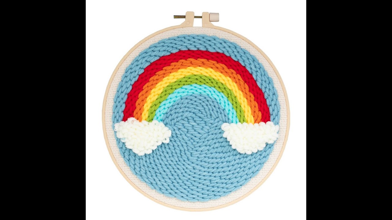 How To  DIY Punch Needle Kit Handcraft Creative Gift with Embroidery Frame - Little Rainbow