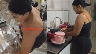LIMPANDO O FOGÃO E LAVANDO OS PRATOS DE UMA FORMA DIFERENTE POS ALMOÇO/ ROTINA DE DONA DE CASA 