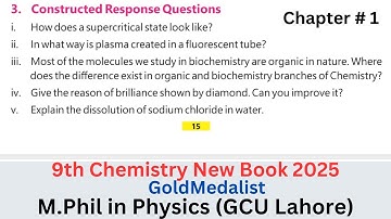 Chemistry Class 9 New book 2025 unit 1 Constructed Response Questions PCTB Punjab Board