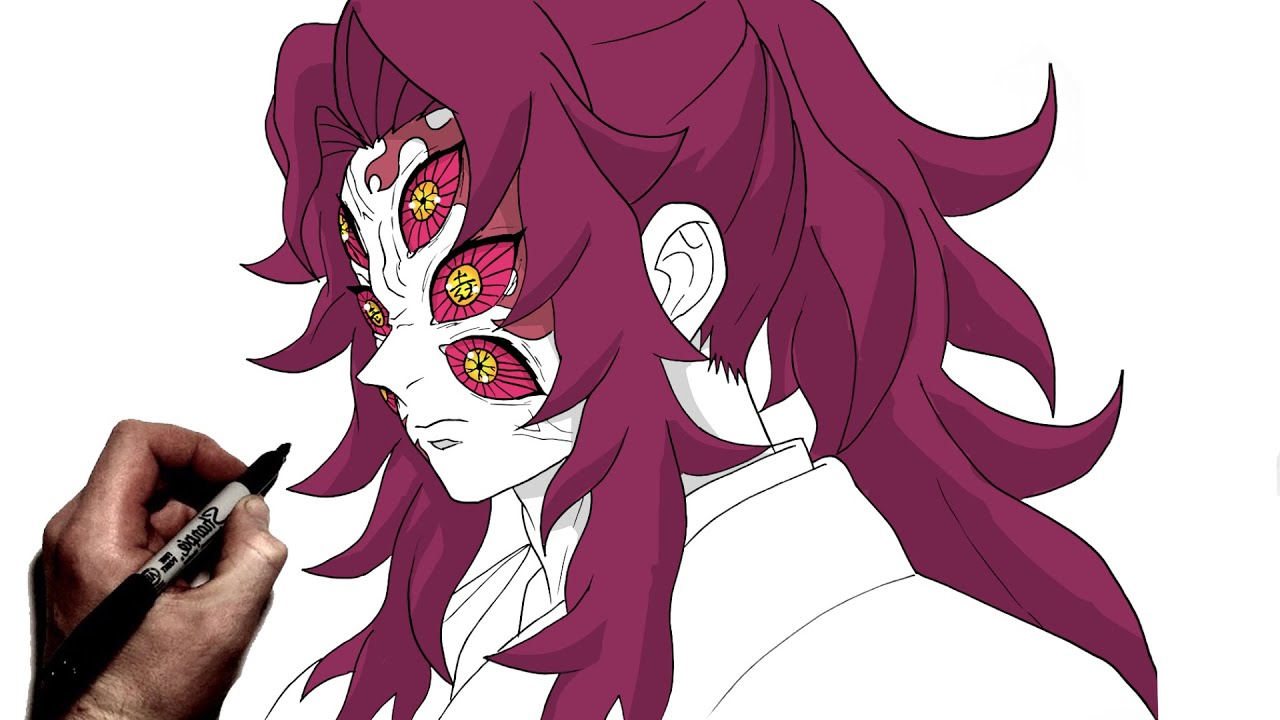 Как нарисовать Кокушибо | Шаг за шагом | Замок Бесконечности из «Истребителя демонов»