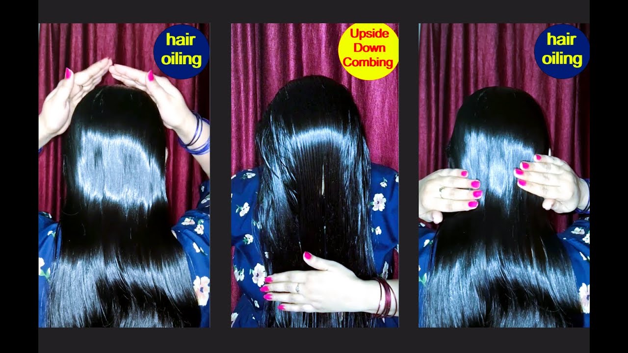 Hair Oiling /Hair Upside Down Combing /Detangle hair /Oiled hair Combing/Combing /Combing Technique
