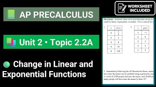 AP Precalculus worksheets 2.2A Change in Linear and Exponential Functions