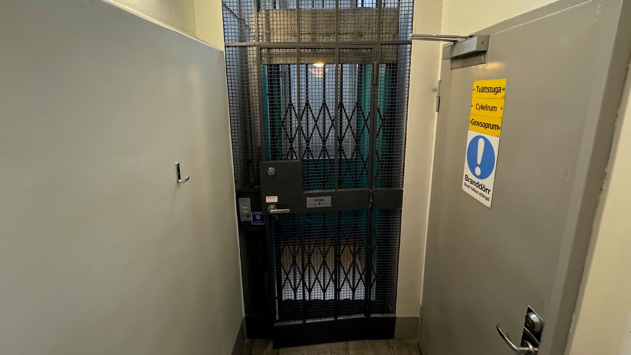 Stockholm Sweden: Old ASEA scenic elevator in an Apartment Building Valhallavägen 129