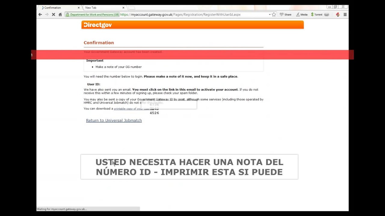 Universal Jobmatch Registration (SPANISH)