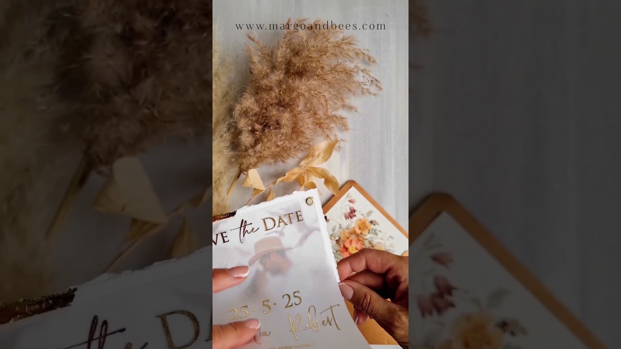 Terracotta Save the Date Cards with Photo 🧡 Burnt Orange & Gold Vellum Save Our Dates