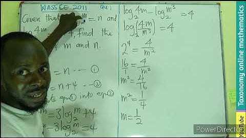 Logarithmic Substitution || WASSCE 2011 Elective mathematics - Part 2