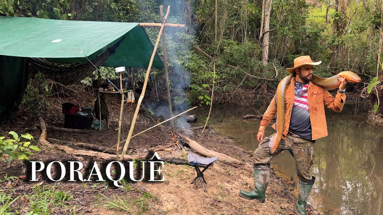 PESCARIA de FACÃO tive que Apelar pra garantir o FRITO não teve geito Muita CHUVA 🌧️ no ACAMPAMENTO