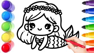 Desenhos Colorir e Pintar de Sereias Fofas para Criancas e Bebes