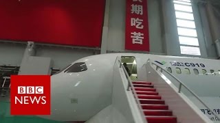 A tour of China's first big passenger jet - the C919 - BBC News