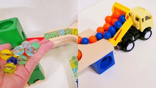 Marble Run Race ☆ HABA Wooden Slope and Dump Truck