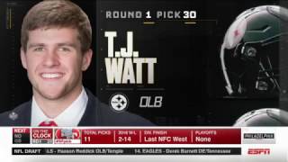 NFL Draft 2017 | Round 1 Pick 30 - Pittsburgh Steelers select T.J Watt | Apr 27, 2017