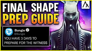 How ANYONE Can Prepare for The Final Shape! (Destiny 2)
#Destiny2 #finalshape #intothelight
In this video, I break down the best ways to prepare for the Final Shape DLC dropping on June 4th! We are just 7 weeks away from Destiny 2s next major expansion, and we have just 3 DAYS to get ready for the new Final Shape Raid! Today Ill be covering the best ways to bounty prep, how to spend your legendary shards, and how to efficiently power level when the Final Shape drops on June 4th! Hope you guys enjoy the video!
Track your Final Shape Prep here!
Destiny Recipes: https://destinyrecipes.com/
0:00 Intro
0:48 Destiny Recipes
2:18 Bounty Prep Explained
3:19 Weekly Bounty Time Saves
5:47 Daily Bounties to Keep
7:06 How to Spend Legendary Shards
7:43 Final Shape Launch Day
Socials:
Catch me live on Twitch: https://www.twitch.tv/above
Follow me on Twitter to stay connected: https://twitter.com/AboveTP
Code Above for 10% off AdvancedGG: https://advanced.gg/?ref=above
Join the Discord to join an amazing community: https://discord.gg/TYXWZrA
Show the TEAM some love!
Editors Twitter: https://twitter.com/BagelBatterYT
Thumbnail Artist Twitter: https://twitter.com/cesarPutsIt
Outro Song: Protostar - Galaxies
https://open.spotify.com/track/2xO3tUdbE42rjV81NrQJ0S?si=e729b7c4860a44d2 How ANYONE Can Prepare for The Final Shape! (Destiny 2)