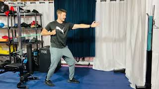 Band Split Stance Single Arm Press with Reach