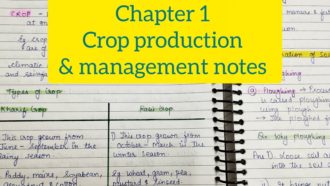 Class 8th chapter 1 Crop production and management handwritten notes (Part 1)