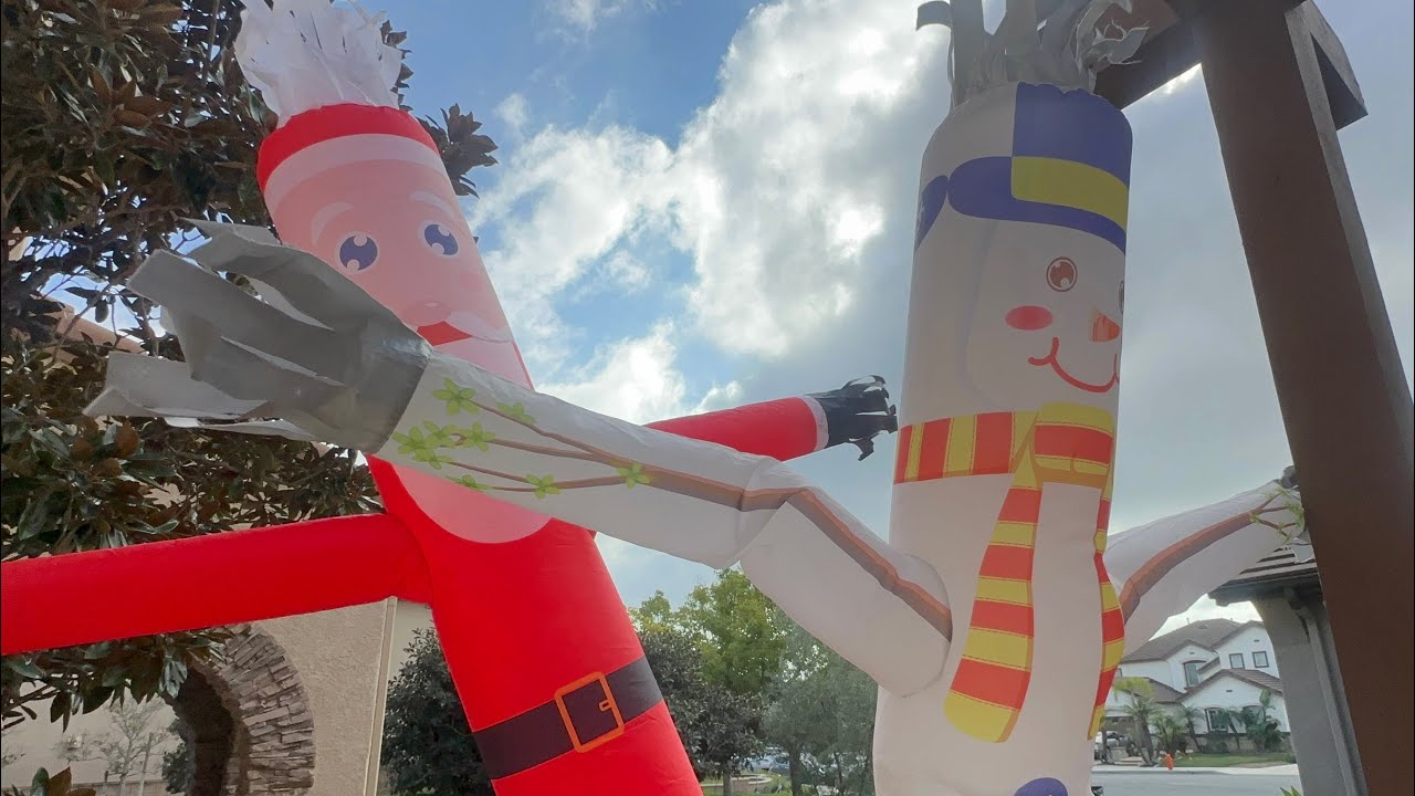 Giant Santa Inflatable Tube Guy and Snowman Tube Man!!! So much Christmas fun!!!