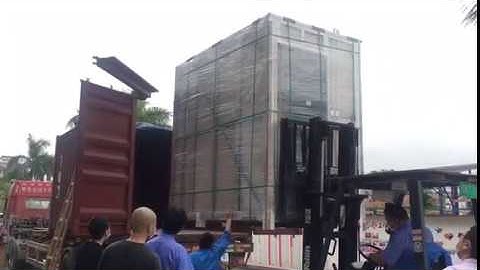 See how we load the modular bathroom into open top container