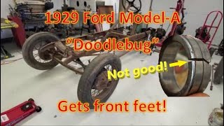 1929 Ford Model-A Doodlebug Part 6 - Complete front spring pack rebuild, mounting tires and wheels!