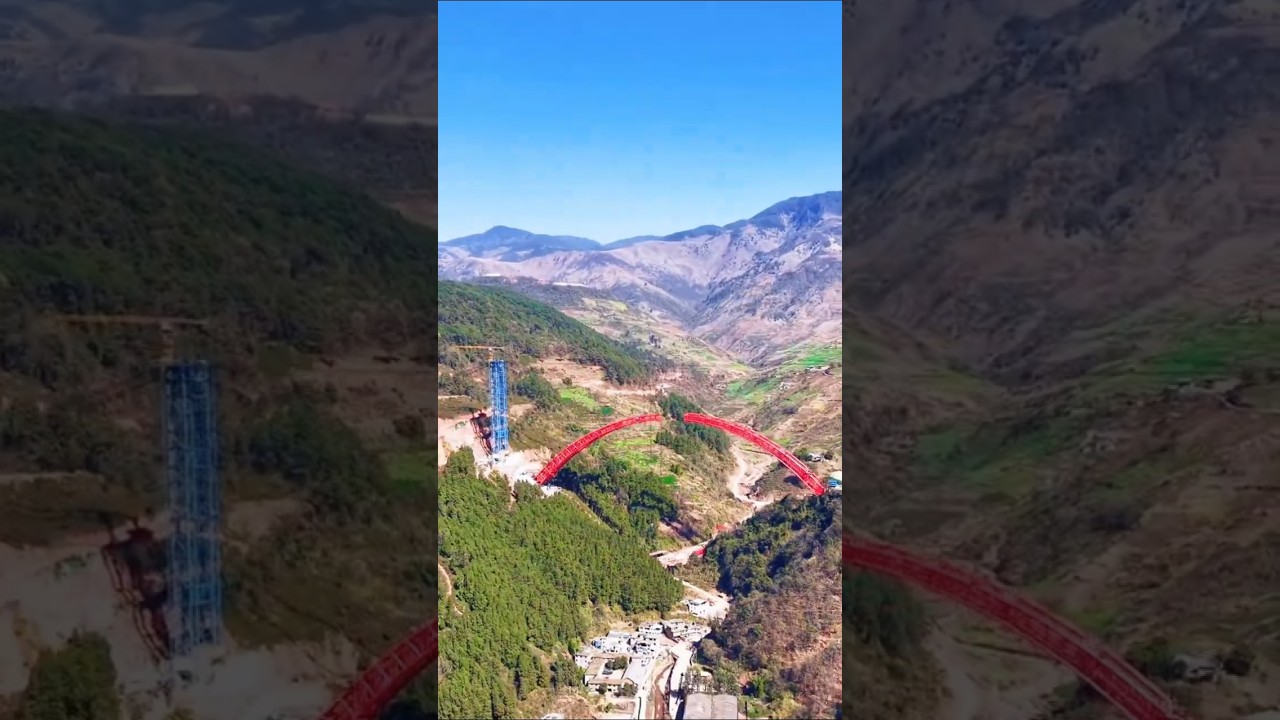 The construction of Qiaowo Extra Large Bridge is progressing with shock #infrastructure #technology