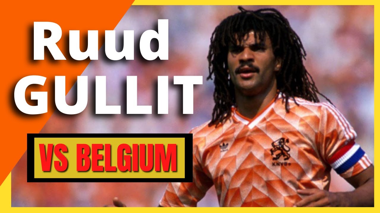 Jovem Ruud GULLIT em 1985 enfrentando a Bélgica