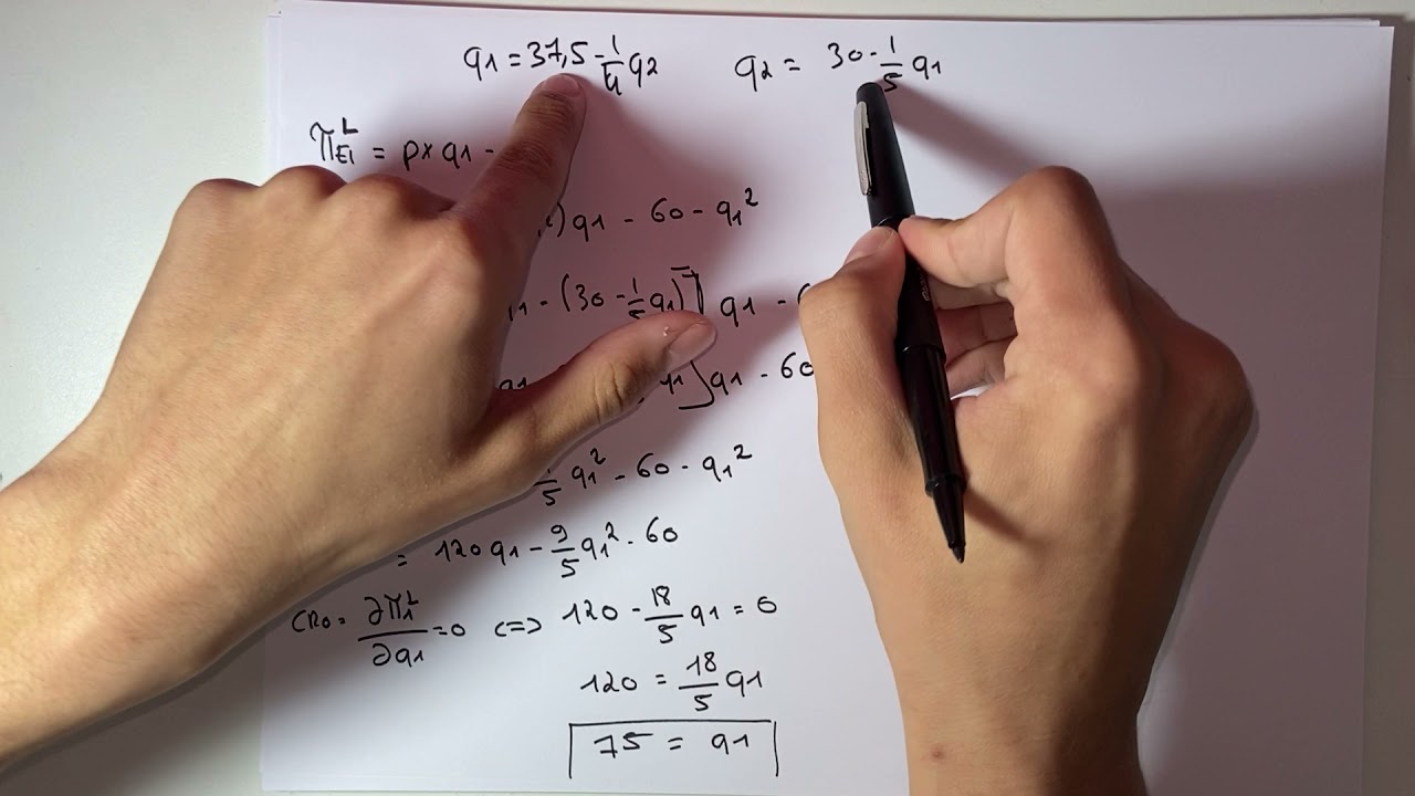 Duopole de Stakelberg : Trouver les quantités, le prix et le profit à l’équilibre - microéconomie S3